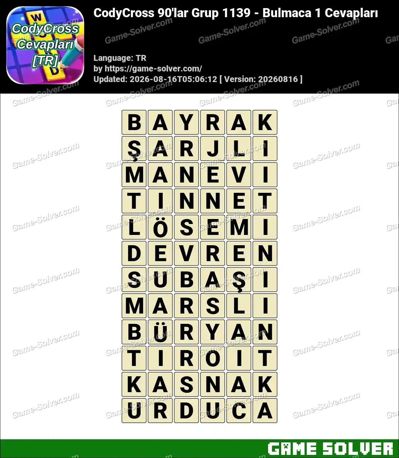 CodyCross 90’lar Grup 1139 – Bulmaca 1 Cevapları